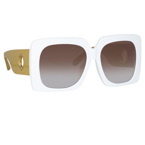 Sierra White Rectangular Sunglasses,Linda Farrow,- Fivestory New York