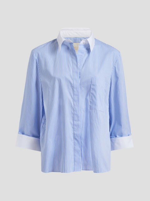 The Boyfriend Shirt in French Blue and White Stripe,Twp,- Fivestory New York
