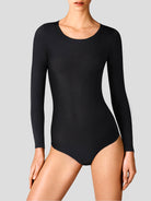 Berlin Black Long Sleeve Crew Neck Bodysuit,Wolford,- Fivestory New York