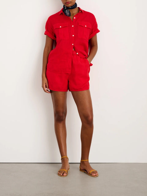 Sunny Red Waist-Tie Pull-On Linen Shorts,Alex Mill,- Fivestory New York