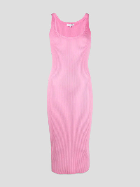 Ibiza Hot Pink Scoop Neck Knitted Midi Dress,Cotton Citizen,- Fivestory New York