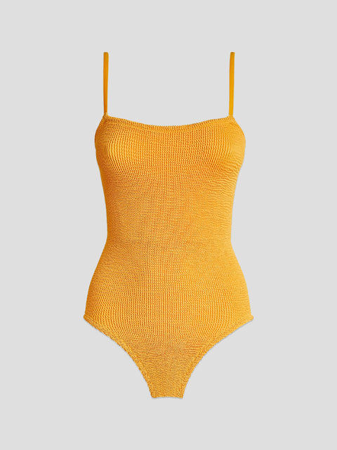 Maria Mango Spaghetti Strap Crinkle Knit One-Piece Swimsuit,Hunza G,- Fivestory New York
