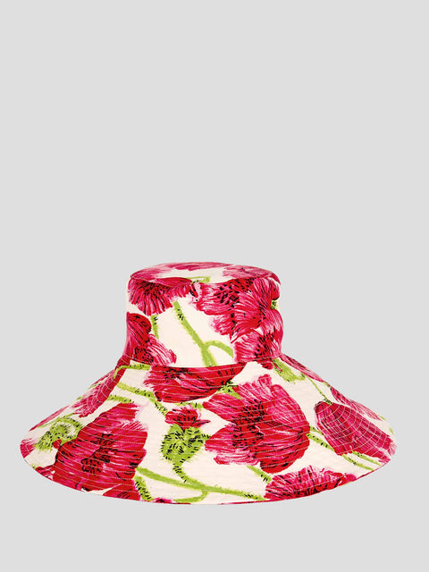 Red Poppy Cotton Bucket Hat,Luisa Beccaria,- Fivestory New York