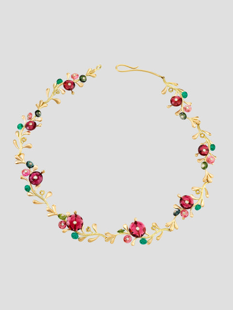 18K Gold Necklace with Pink And Green Tourmalines,Cleison Roche,- Fivestory New York