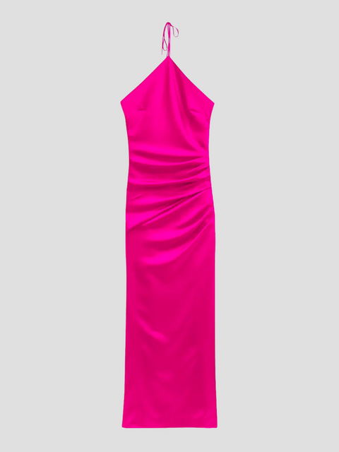 Hansel Halter Side Ruched Midi Dress,Jonathan Simkhai,- Fivestory New York