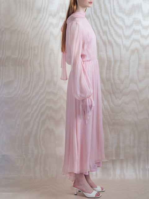 Pink Puff Sleeve Dress,Luisa Beccaria,- Fivestory New York