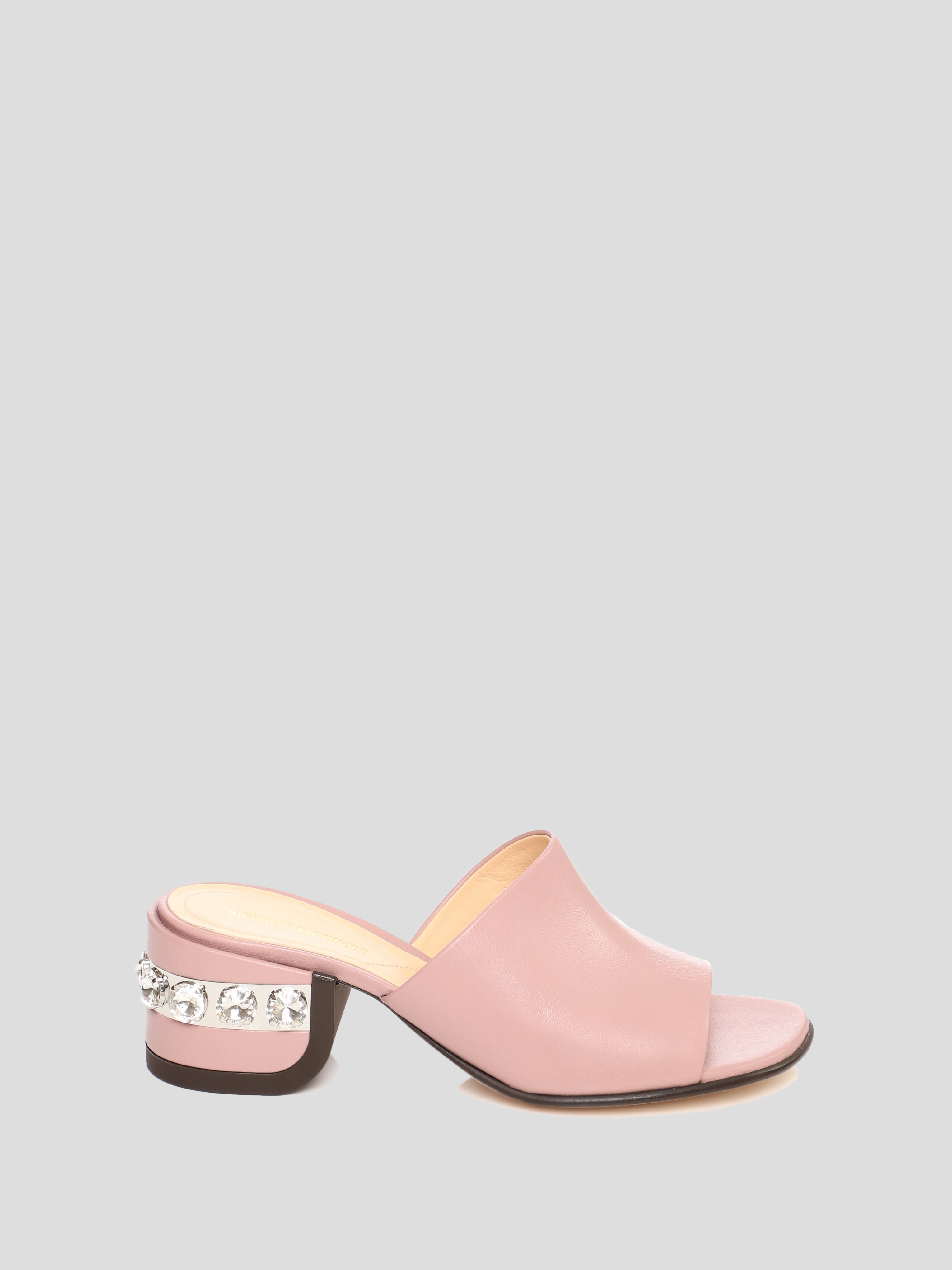 Crystal Dusty Pink Leather Mule,Nicholas Kirkwood,- Fivestory New York