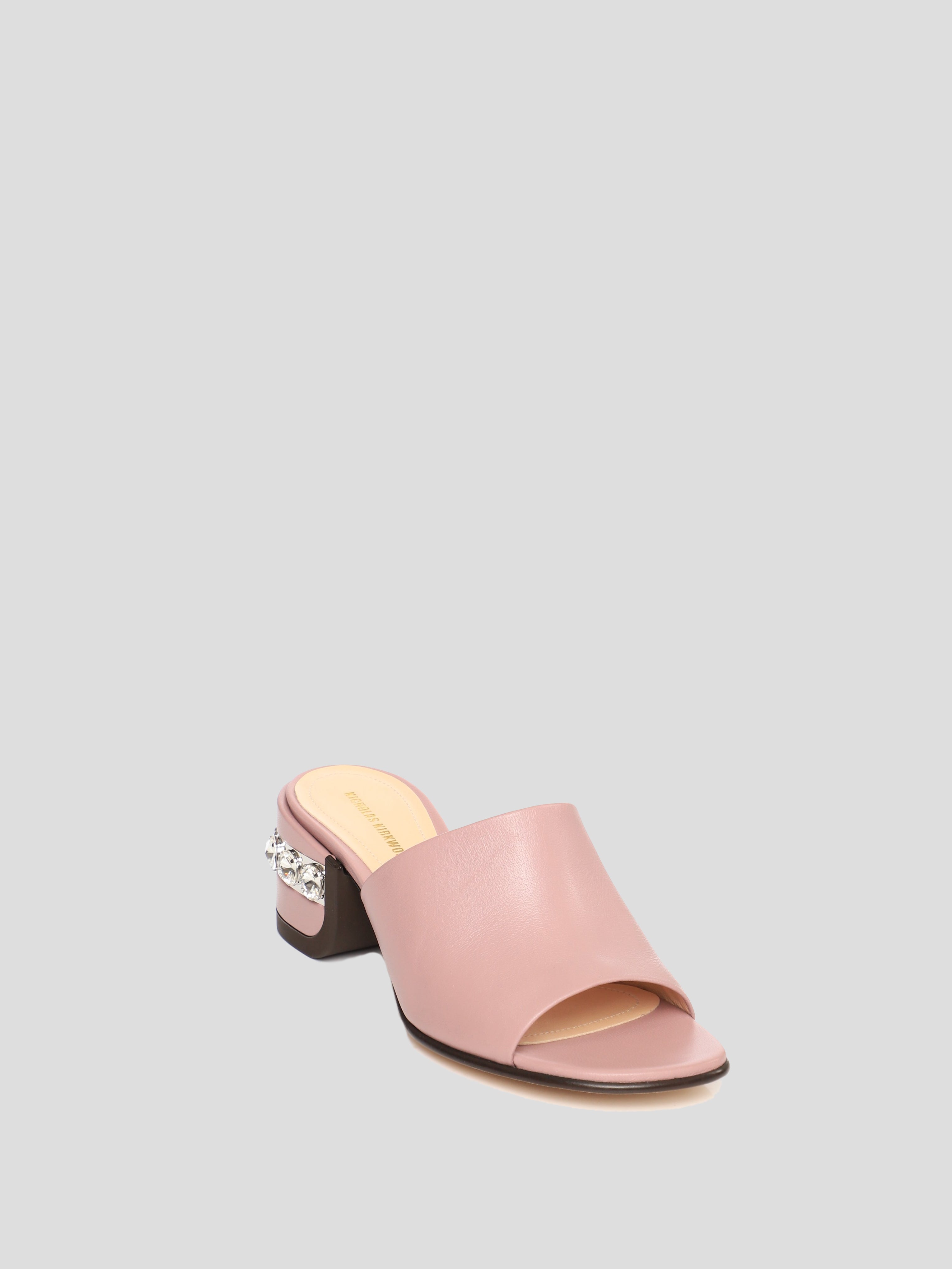 Crystal Dusty Pink Leather Mule,Nicholas Kirkwood,- Fivestory New York