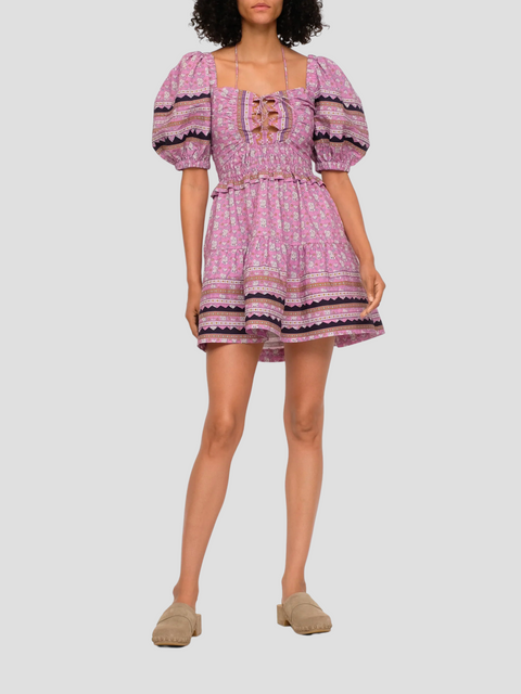 Perry Puff-Sleeve Mini Dress,Sea,- Fivestory New York