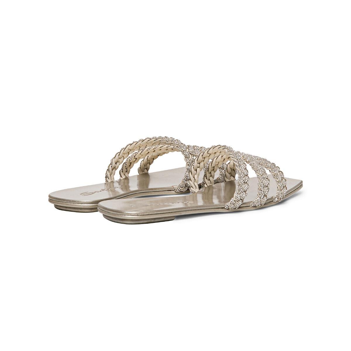 Foster Silver Crystal Strap Sandals,Santoni,- Fivestory New York